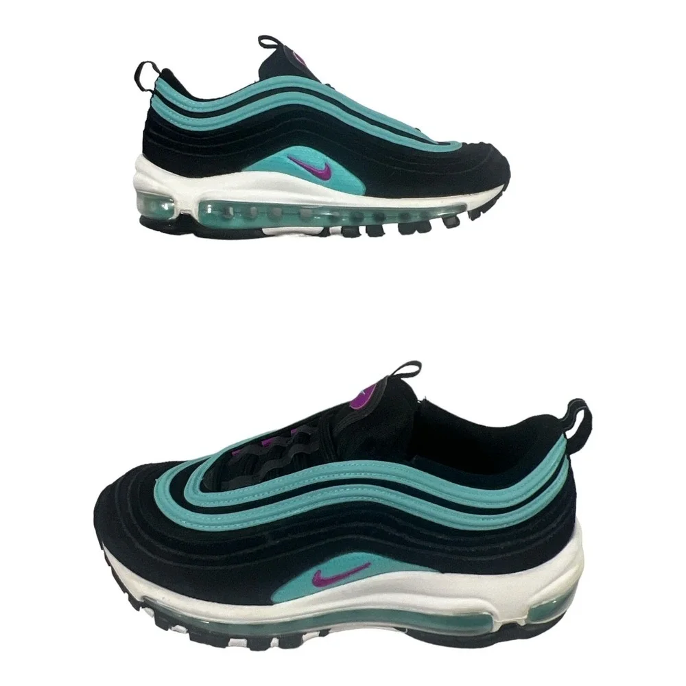 Nike Air Max 97 Black Hyper Violet Run Athletic Sneaker Size 5.5Y 921522-015 - Picture 1 of 6
